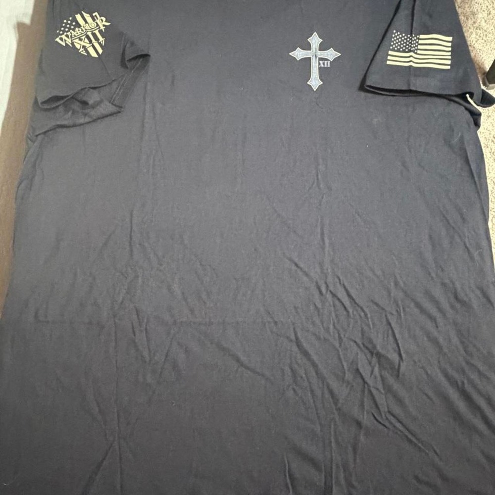 Warrior XII Mens Fear No Evil Graphic T-Shirt Black 3XL Patriotic Cross Michael